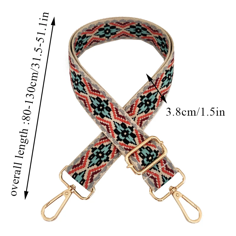 Ethnic Style Jacquard Crossbody Bag Strap 3.8cm Wide Handbag Belt Shoulder Replacement Adjustable Strap Bag Part Belt For Bag