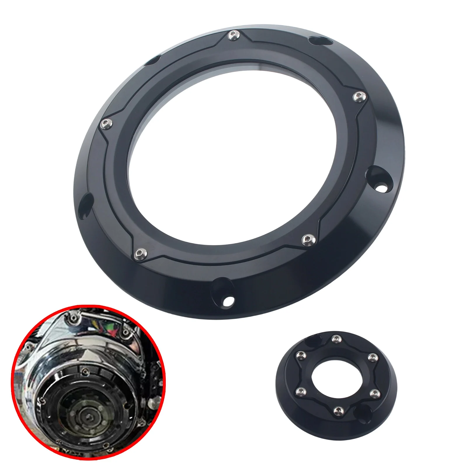 Black CNC Clear Engine Derby Timing Timer Cover For Harley M8 Touring 2017-2023 FLHR