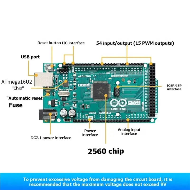 FEDI-Arduino Mega 2560 R3 Development Board Atmega2560 Microcontroller Board For DIY Electronic Project Programming Learning