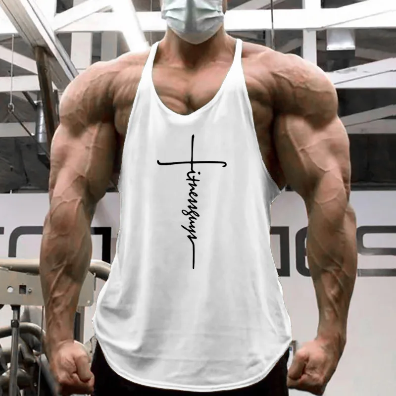 

Мужская летняя майка на тонких бретелях, свободного кроя, из чистого хлопка, для фитнеса и тренажерного зала, с круглым низом, с принтом, в американском стиле, модная