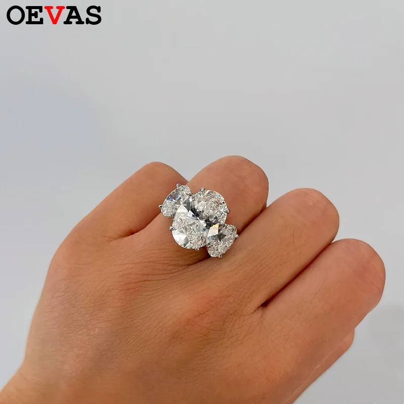 

OEVAS 2ct 4ct полный муассанит с тремя камнями кольца для женщин S925 стерлингового серебра обручальные кольца ювелирные изделия