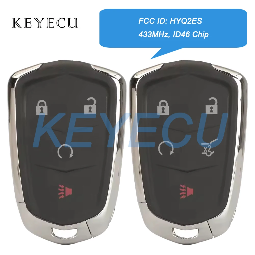 

Keyecu 4 5 Buttons FCC ID: HYQ2ES For Cadillac XT4 XT5 XT6 2020 2021 2022 2023 2024 Smart Remote Car Key Fob 433MHz ID46 Chip