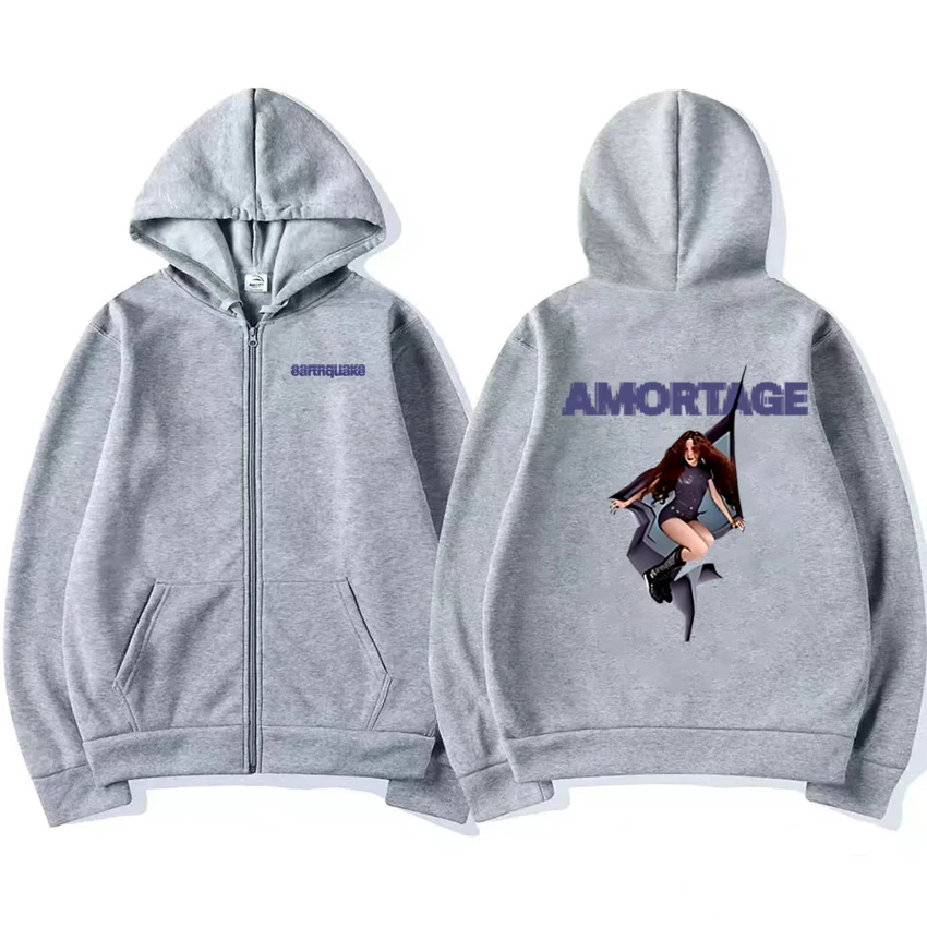 2025 جديد في Jisoo زلزال مزدوج الوجهين طباعة قلنسوة بسحاب harajuku البلوز الرجال النساء جاكيت من الصوف معطف للجنسين الملابس #4