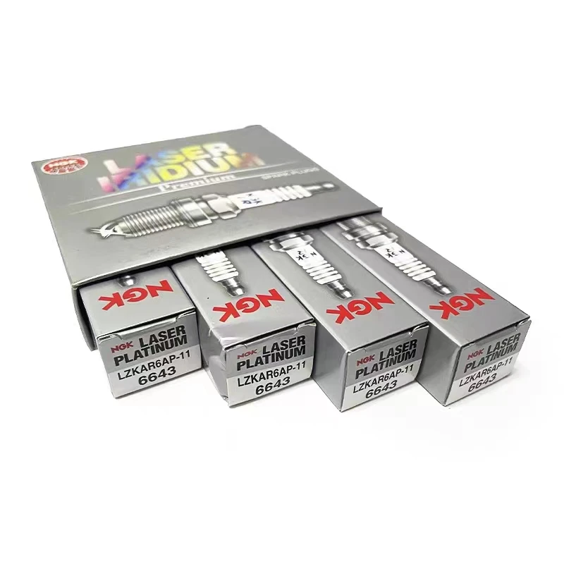 【1111】 4Pcs Original NGK LZKAR6AP-11 6643 Platinum Spark Plugs For Nissan