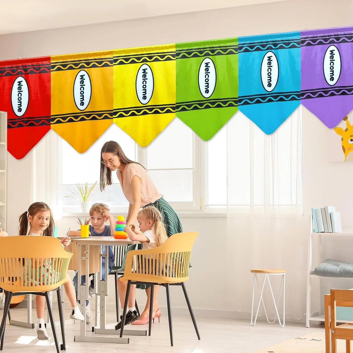 6 Stück farbige Bleistiftvorhänge, Partydekoration zum Schulanfang, Erster Schultag, Wandkunst-Dekoration, Partyzubehör