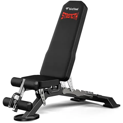 Pooboo Adjustable Weight Bench, 1800LBS Heavy Duty Workout Bench for Home Gym | Commercial Strength Training Bench with Removable Leg Holder, Supports Full Body Workouts with Flat Incline Decline Sit Up