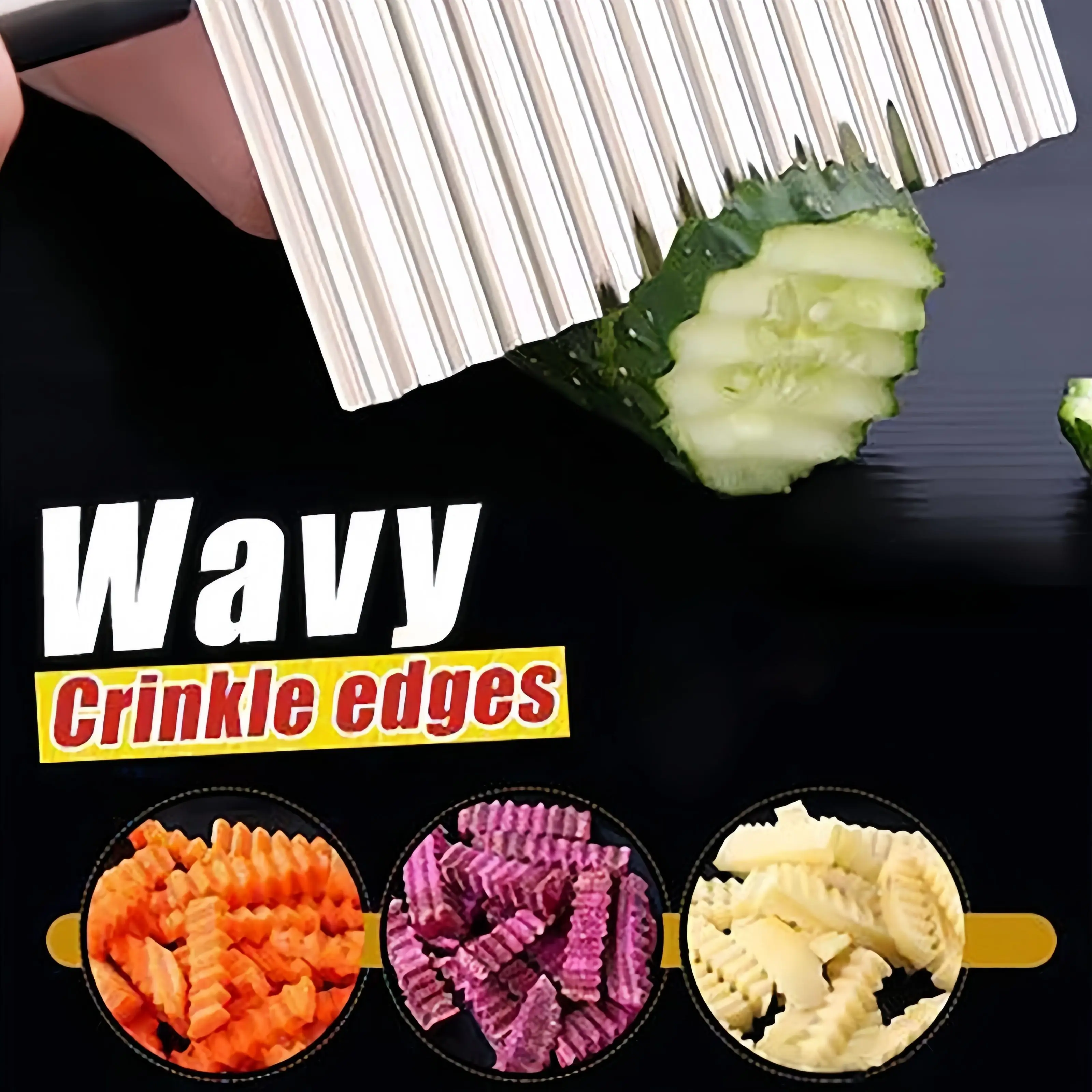 Wavy French Fry Cutter, Creates Perfect Crinkle Cuts. 23cm, Stainless Steel, Professional Tool - Image 2