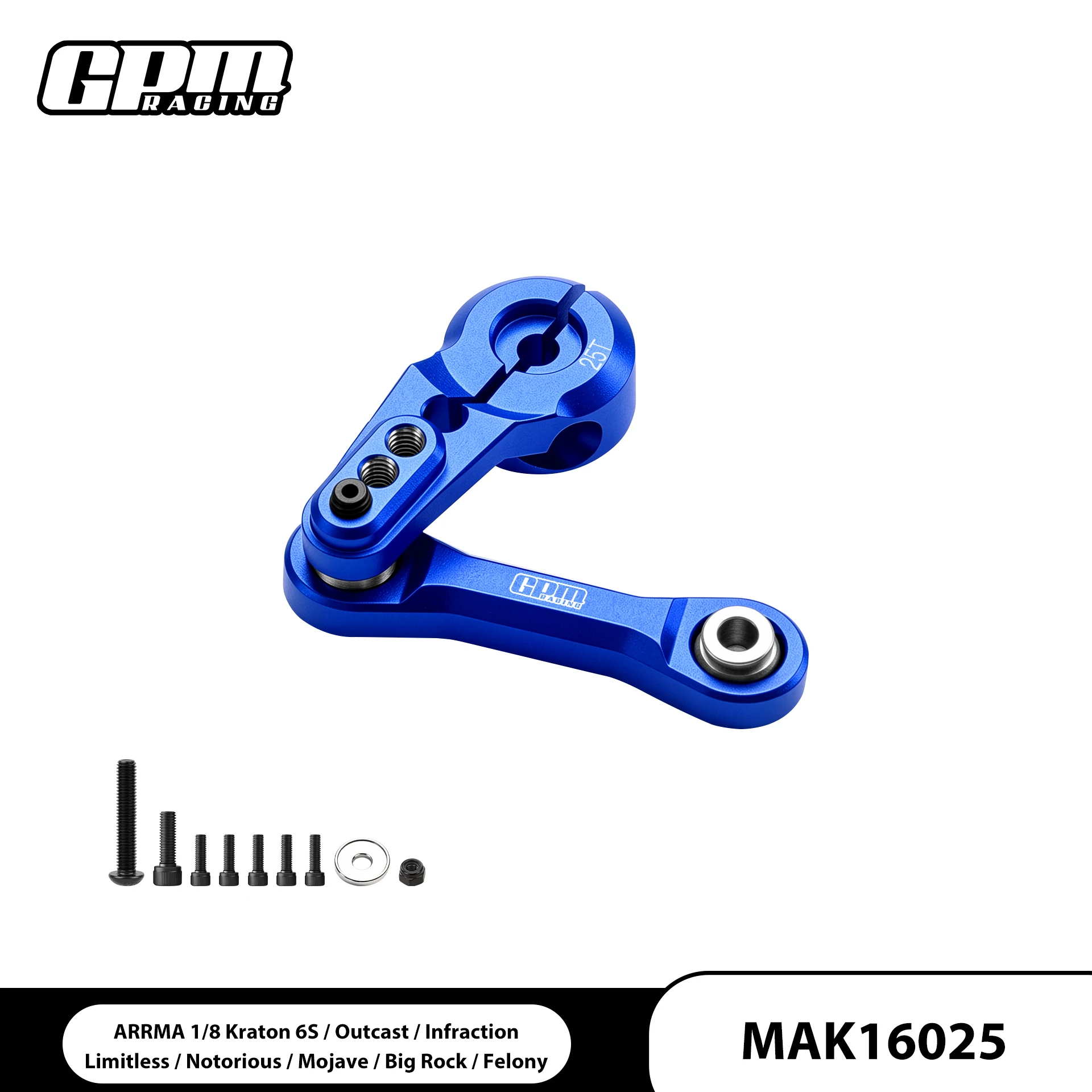 GPM Alloy Tie Rod + 25T Servo Horn For ARRMA 1/8 Kraton 6S / Talion / Typhon / Outcast / Notorious / Infraction / Limitless
