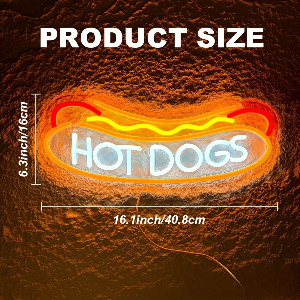 HOT DOGS Neon Signs for Wall Decor Neon Lights for HOT DOGS Shop Led Business Signs Suitable for Fast Food shops