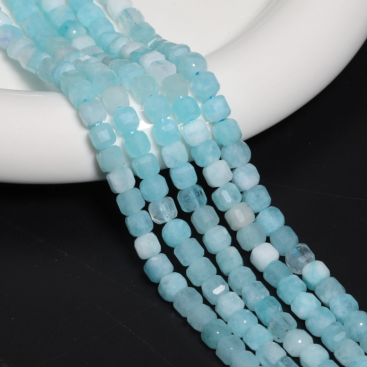 5x5mm AAA Faceted Cube Natural Stone Blue Angelite Beads Square Spacer Beads For Jewelry Making DIY Charms Bracelet Accessories