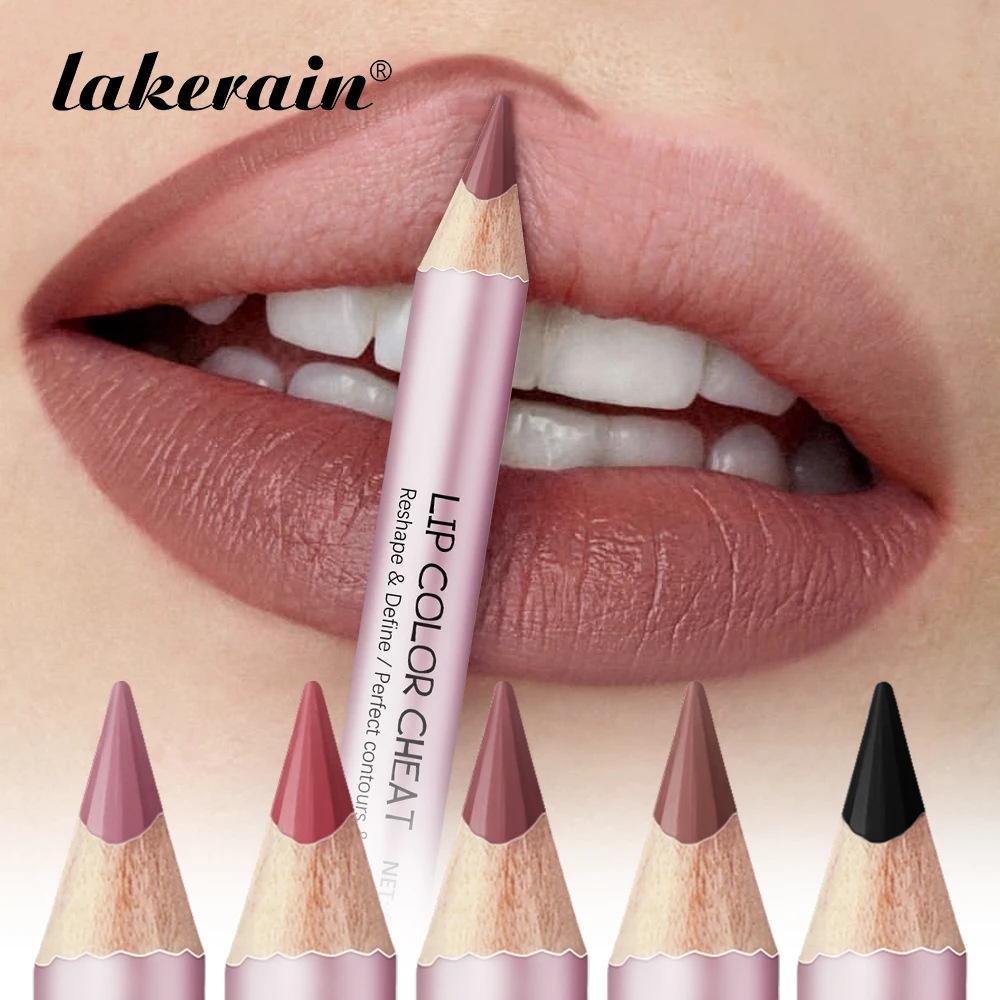 Matita per labbra opaca impermeabile Matita per contorno rosso Tinta Rossetto Tazza antiaderente a lunga durata Trucco labbra idratante 5 colori