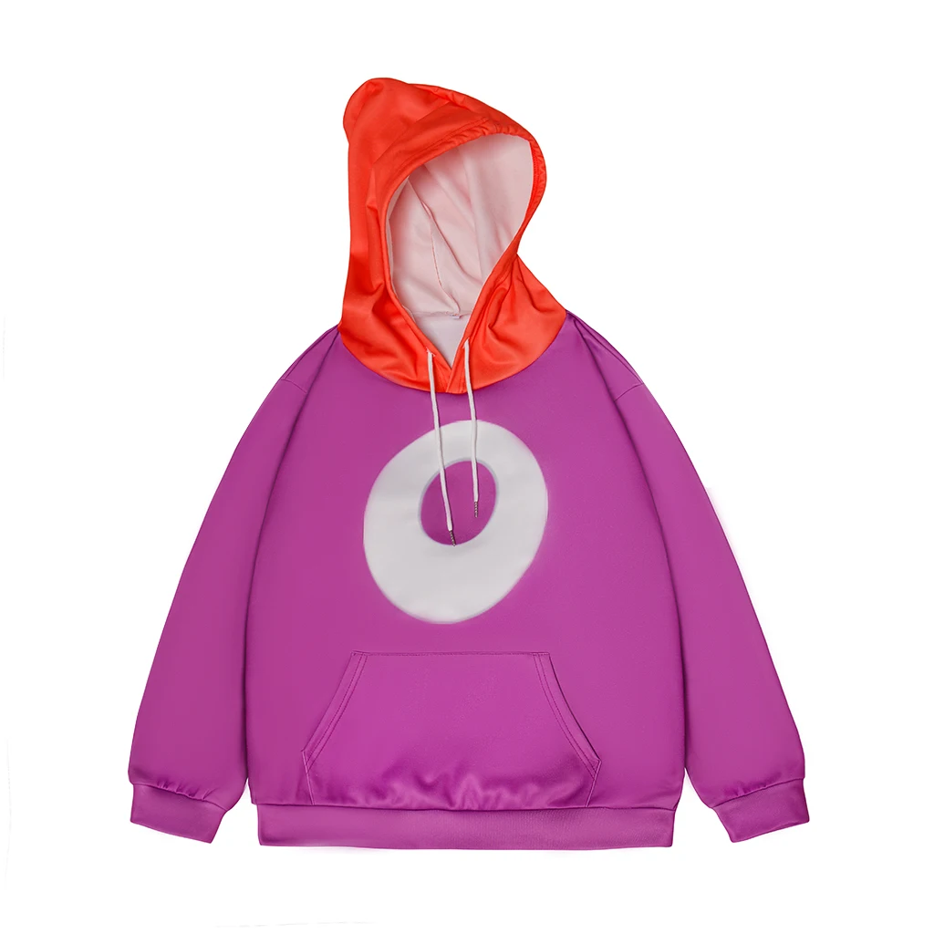 Sweat à capuche à manches longues 3D violet unisexe, pull décontracté, sweat-shirt à la mode, veste de cosplay d'Halloween, manteau