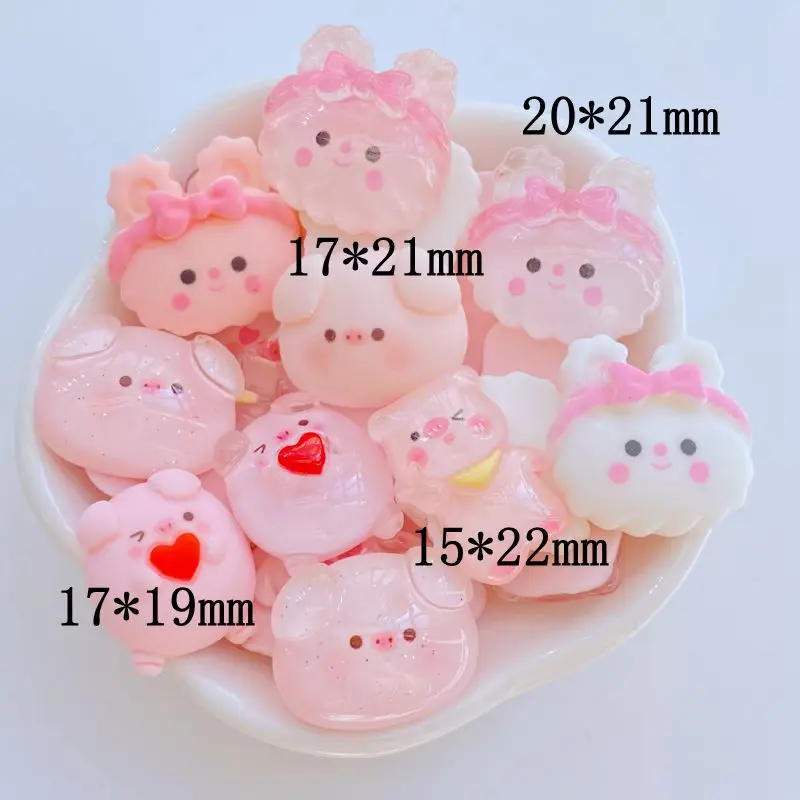 10Pcs New Cute Mini Piggy /Rabbit Flat Back Resin Cabochons Scrapbooking DIY Jewelry Craft Decoration Accessories