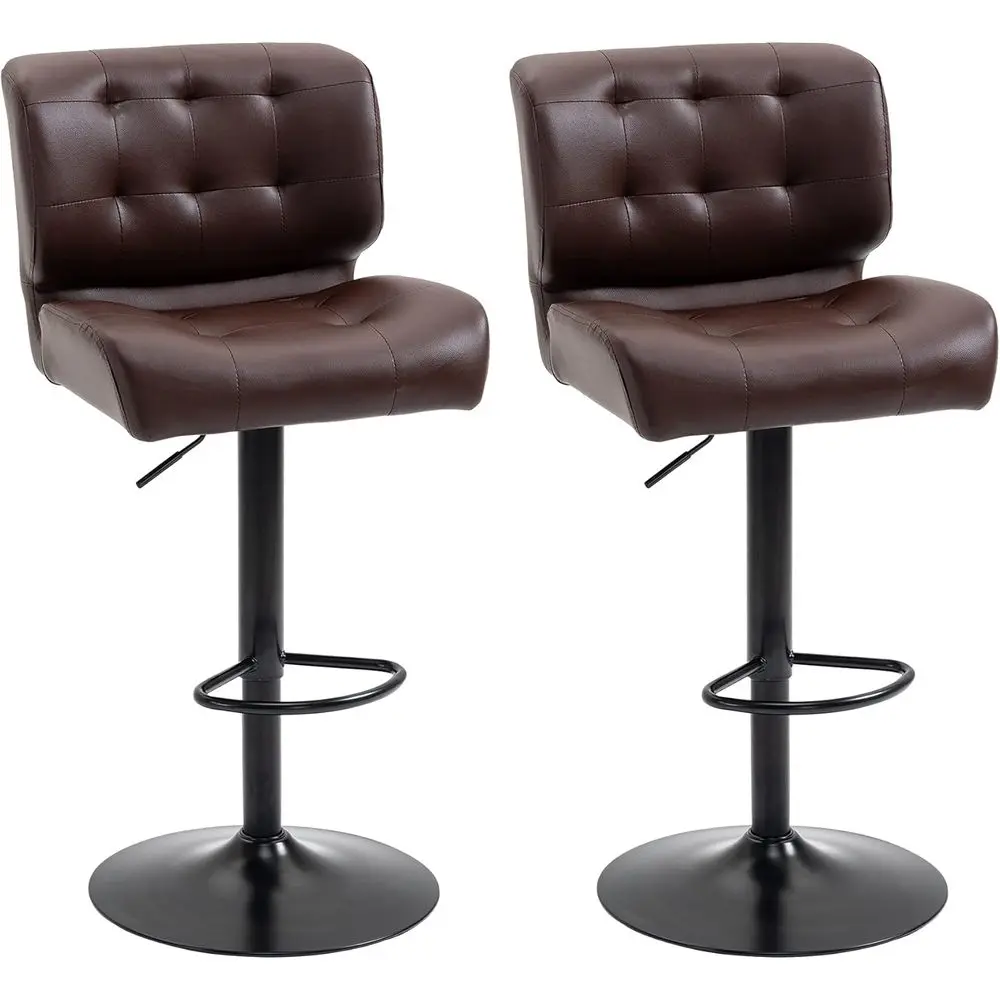 

Adjustable Swivel Bar Stools Set of 2 with Padded Cushion for Home Bar in Brown