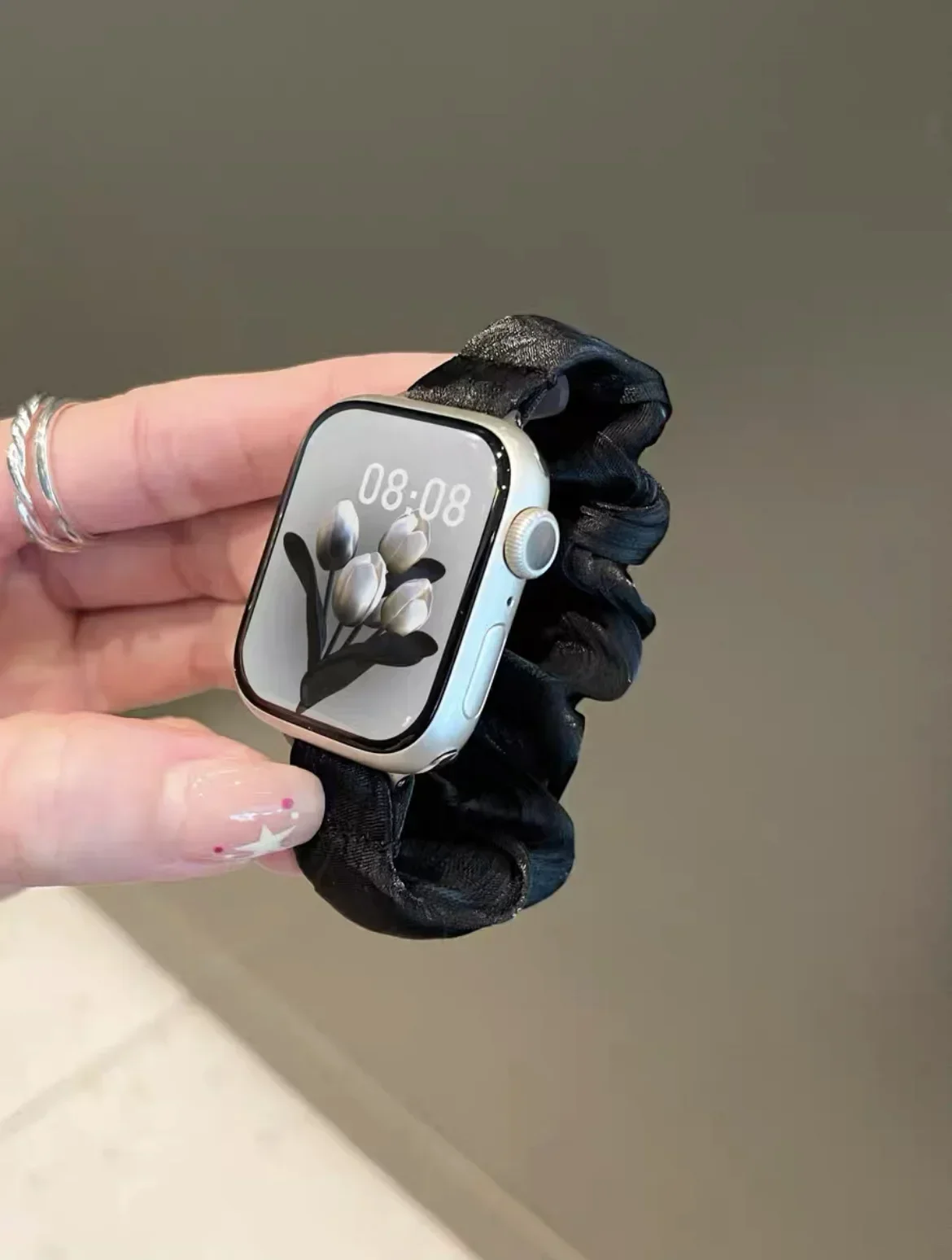 Compatible for Apple Watch Band Scrunchie 38/40/41mm42/44/45mm Cute Elastic Solo Loop Bands Women Bracelet Strap