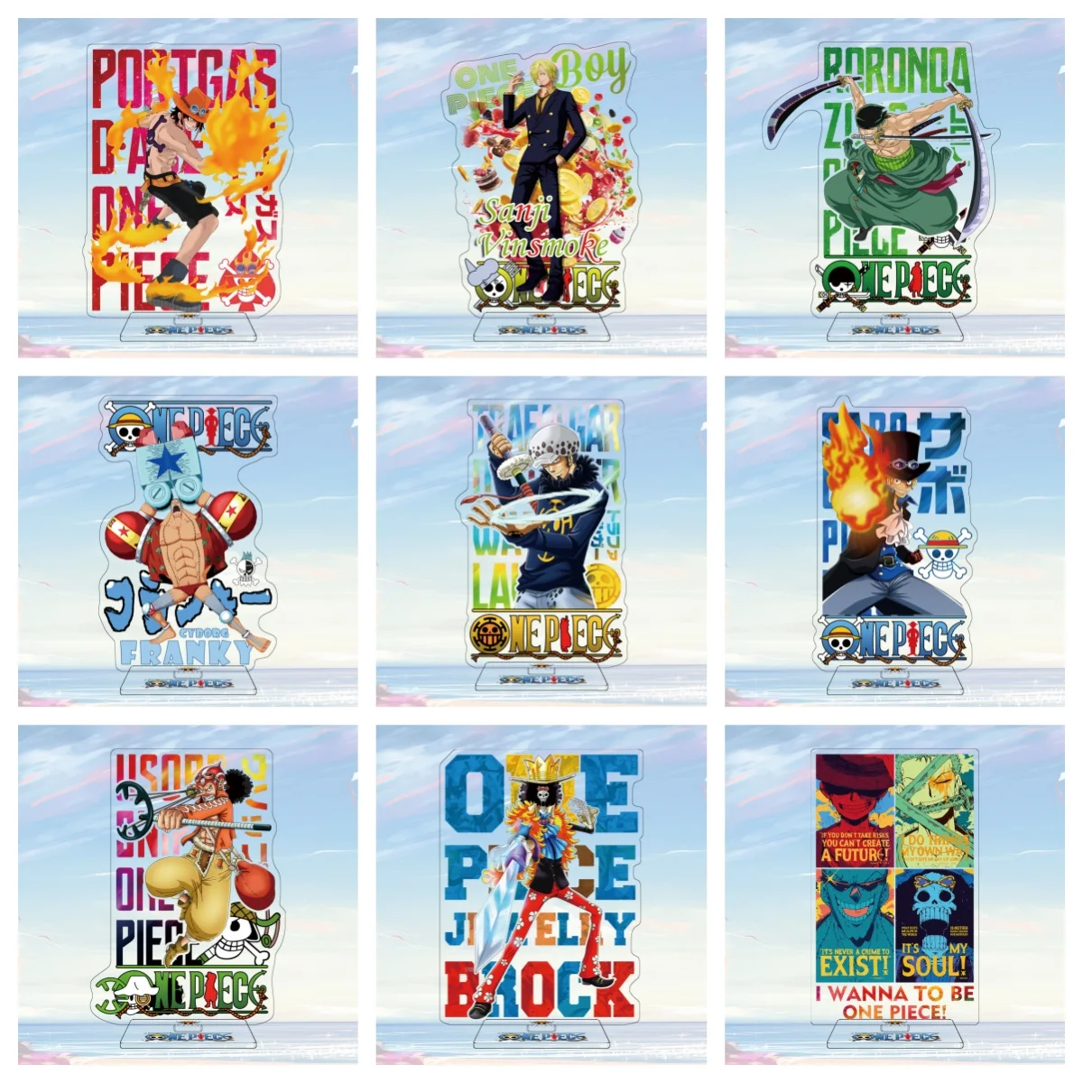 One Piece Anime Big Stand up "Sombrero de paja" Monchi D. Luffy Luo Nuoya Solon Acrílico Stand up Adorno HD de doble cara