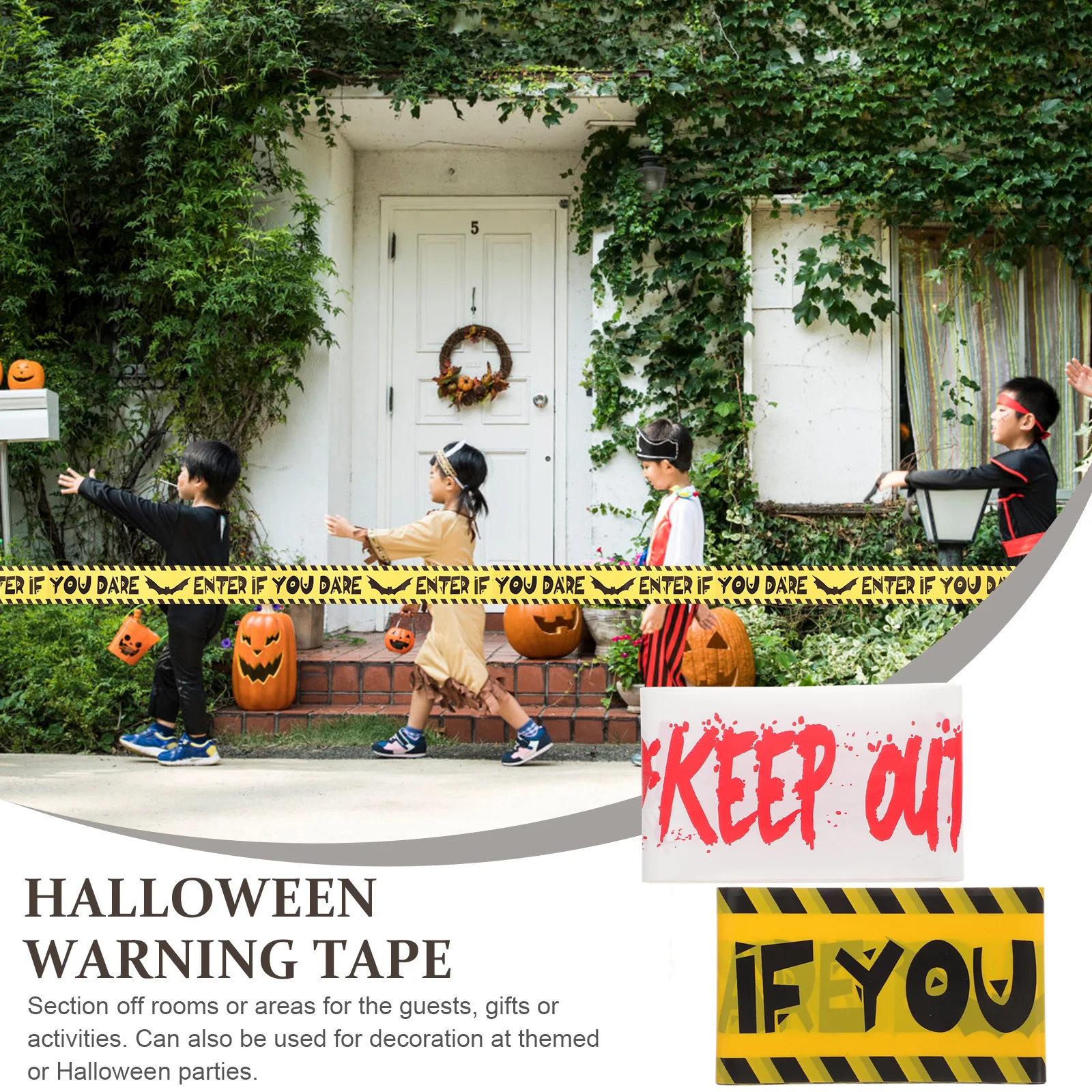

2pcs Halloween House Decoration Warning Tape Supplies 30m PE Lightweight Spooky Atmosphere Party Layout Caution Tape