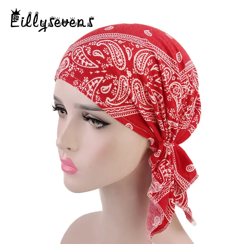 Ethnic Print Women'S Hijabs Muslim Turban Hat Headwear Wrap Cancer Bandanas Hair Accessories Trend Cycling Headscarf