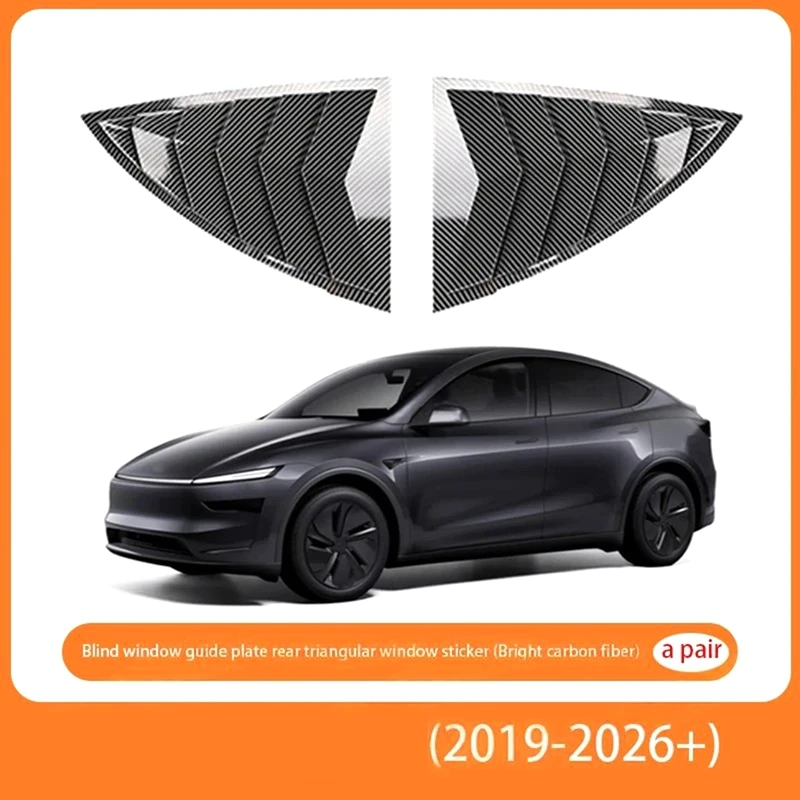 Super Sale Rear Car Window Shutter Cover for Tesla Model Y Juniper Louver Side Vent Trim Triangle Accessorie Bright Carbon Fiber