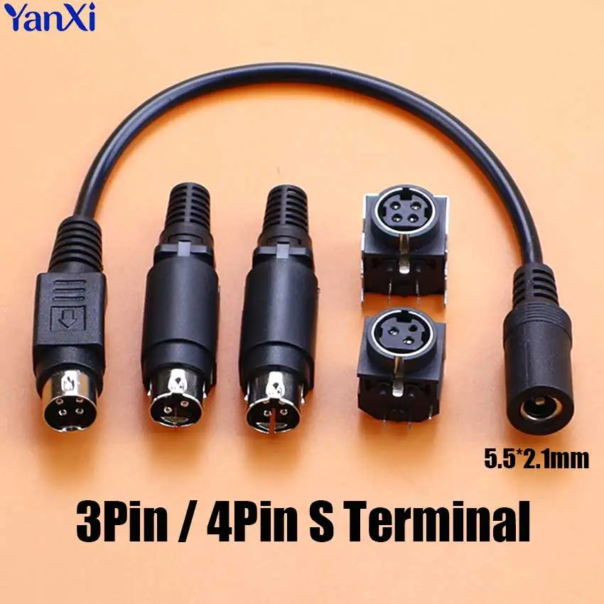 3-Pin 4-Pin Strom-DIN-Stecker S-Anschluss-Stecker DC 5,5*2,1mm Stromversorgungsadapterkabel für Barcode-Drucker, DVD, LCD-TV, PC