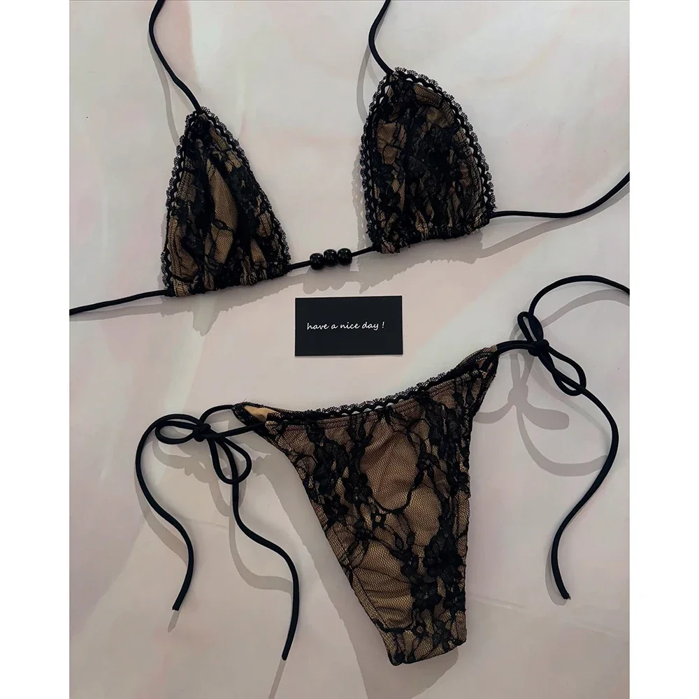 

Micro Bikini Sexy Swimsuits For Women 2025 Swimwear Lace Brazilian Bikini Set Thong Biquini Swim Suits Solid Beachwear Female