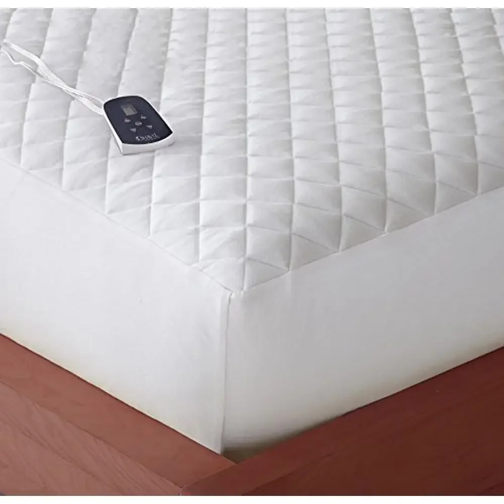 Electric Micro Flannel Mattress Pad Twin Soft Comfort White Mattress Topper Anti-Shrink Anti-Pill Machine Washable Bedding