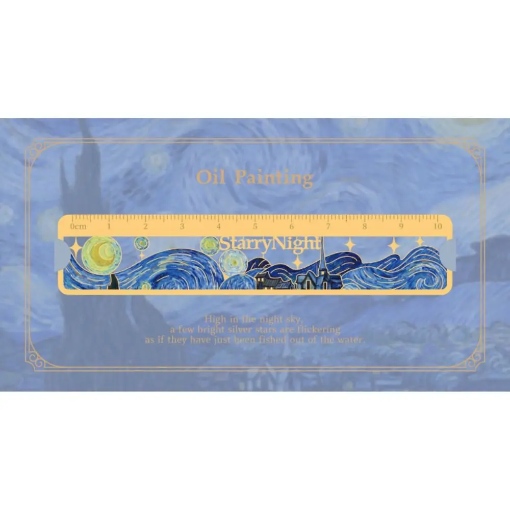 Retro Painting Metal Bookmark Metal Hollow with Ruler Reading Book Clip Stationery School Office Supplies Pagination Mark