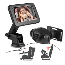 Baby Car Monitor High Resolution Monitor Camera for Baby Rear Facing Seat 5 Inch Car Seat Mirror 150° Wide View Night Vision