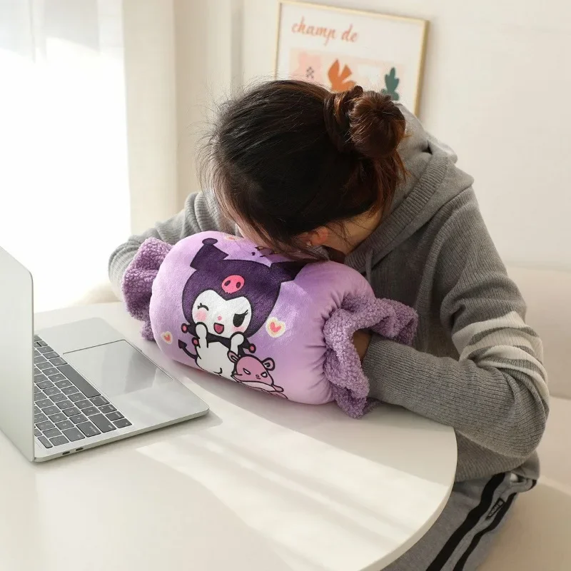 Sanrio hellokitty Kurome Cartoon Hand Warmer Pillow Winter Hand Warmer Plush Nap Pillow Creative Home Sofa Cushion Seat Back