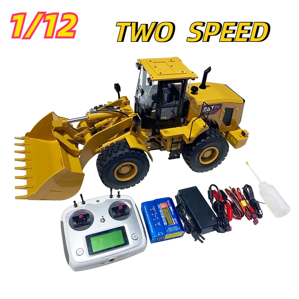 DIM-C95 1/12 Dual Speed Remote Control Hydraulic Loader Model with Headlight Turn Signal Hydraulic Engineering Vehicle Model