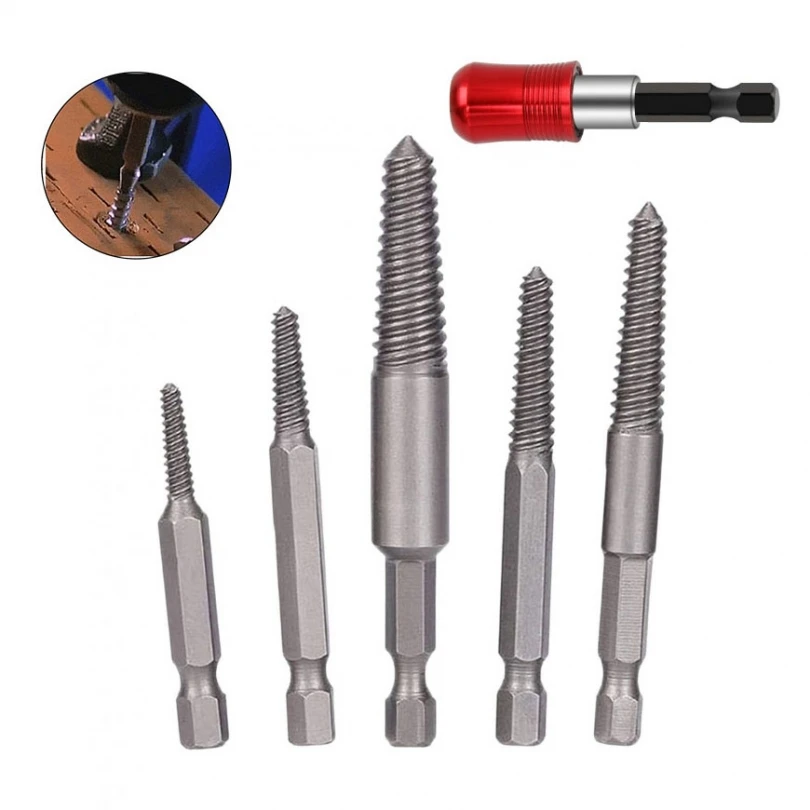 

6pcs Damaged Screw Extractor Kit with Quick Self-Locking Post Tool Kit Fine Threaded Damaged Screw Stud Remover