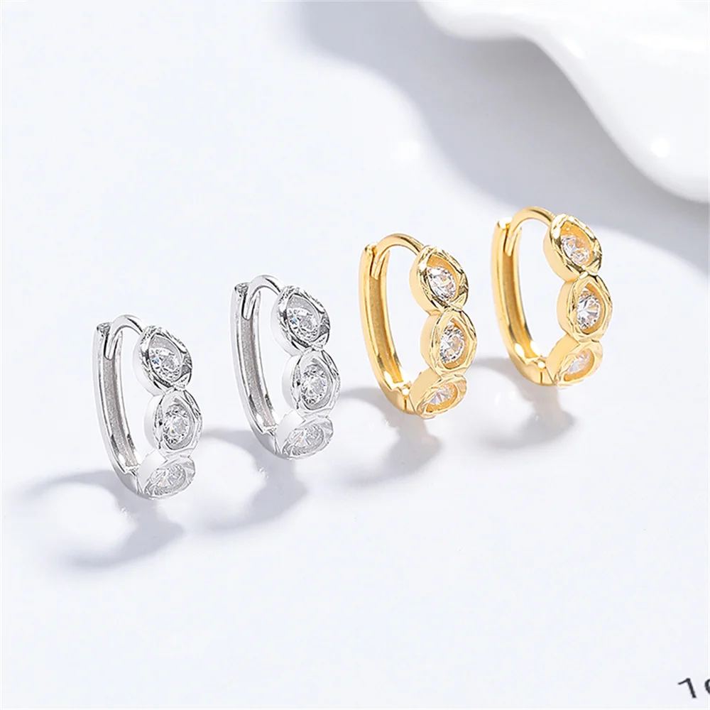 

Серьги из стерлингового серебра 925 пробы с цирконом, корейский стиль INS, нишевые женские украшения