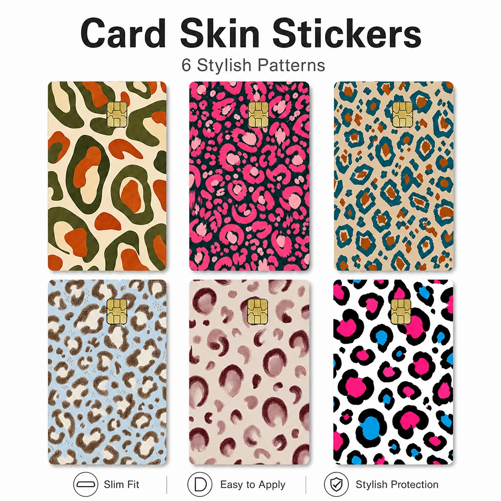 Stylish Card Skin Sticker for Bank Card Decorative Cover Leopard Pattern Design Self Adhesive Protective Film Slim Fit Easy