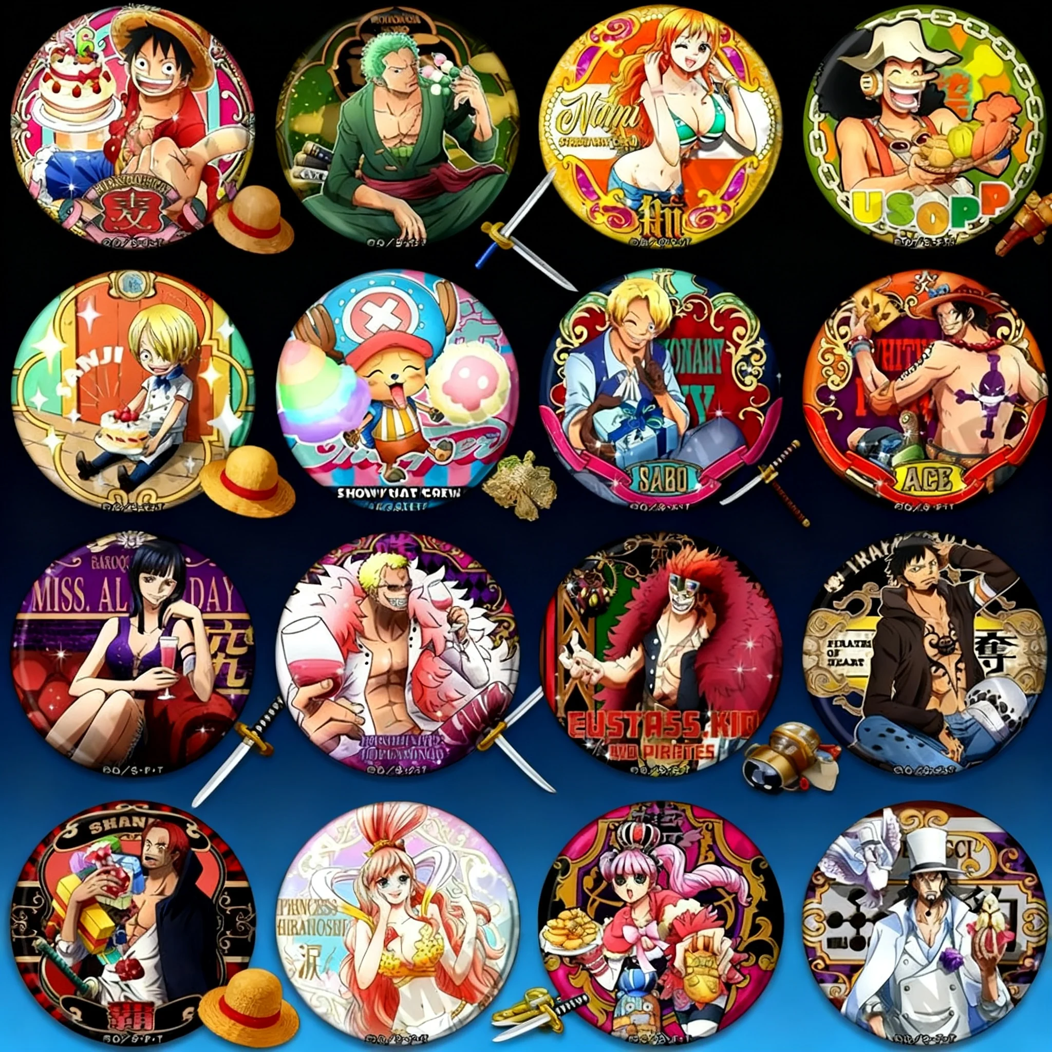 One Piece Anime Brooch Badge Luffy Zoro Ace Red Hair Chopper Pendant Keychain Gift
