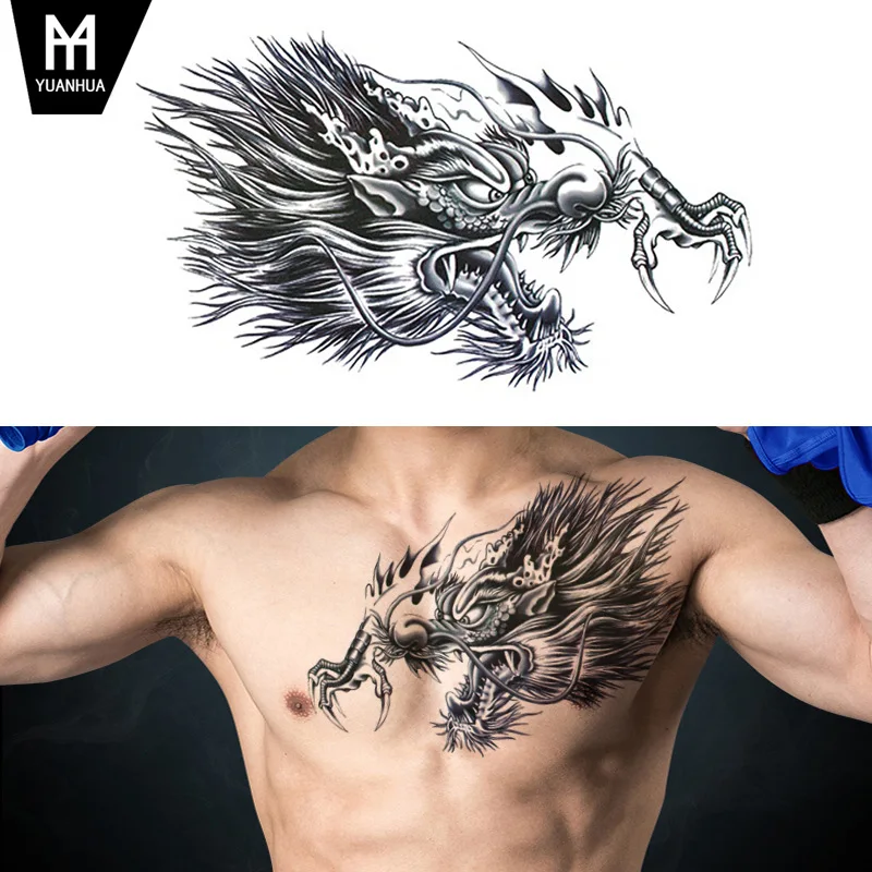 Face Buddha Chest Sticker Waterproof Fake Tattoo Sticker, Women's and Men's Shoulder Dragon  body stickers