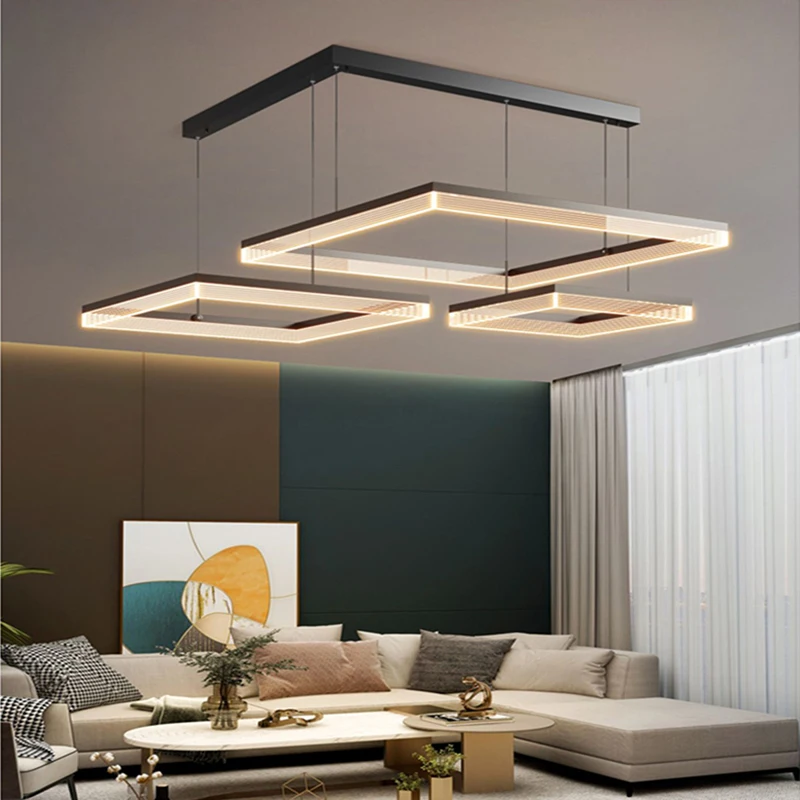 

Modern Ceiling Chandelier Living Room Concise Pendent Lamp Dining Room Square Nordic Lamps Led Ceiling Living Room Lights