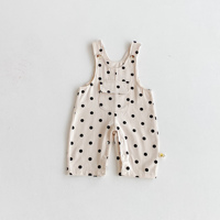 Autumn children's clothing for girls, baby carrier jumpsuits, 0-3 years old, polka dot jumpsuits, large pockets, and outdoor cra