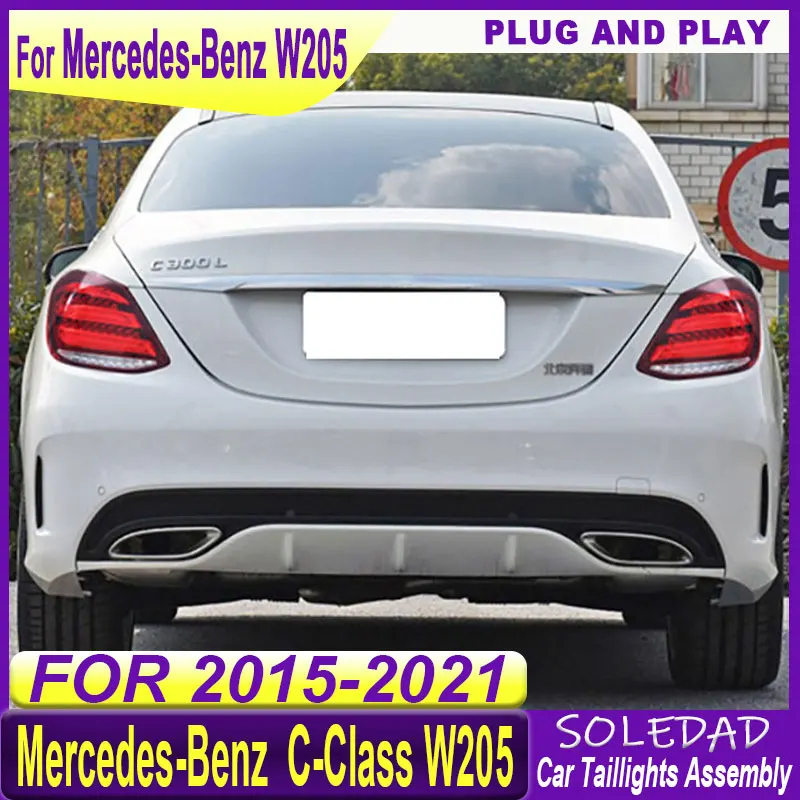 Car Tail Lights  Assembly For Mercedes-Benz W205 C Class Upgrade S-Class Style Tail Lamp Dynamic Turn Signal LED Taillight