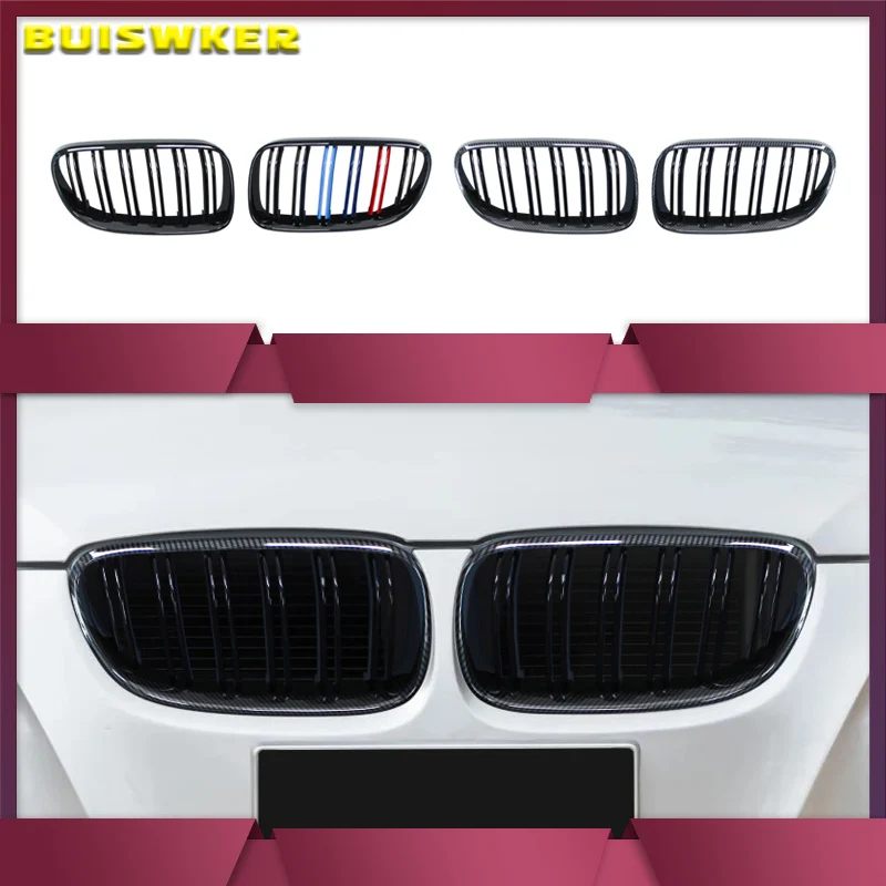 Für BMW E92 E93 3er-Serie 328I 335I Coupé LCI 2010-2013 2 Stück Auto-Styling Schwarzer Vorderer Nieren-Doppellamellen-Kühlergrill