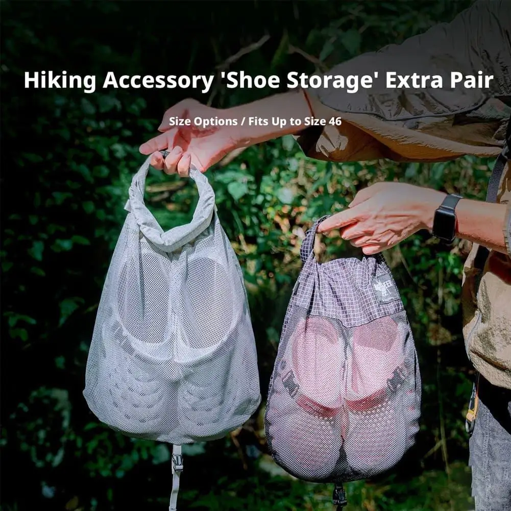 Outdoor Hiking Shoe Storage Bag Multifunctional Backpack Pouch Expandable Mesh Shoe Pouch External Attachment For Camping