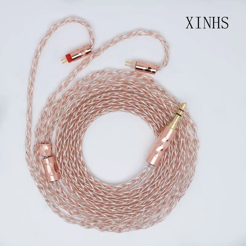 طلاء XINHS-على سلك HIFI نحاسي كريستالي واحد ، 8 نواة ، مطلي ، MMCX ، فضي ، 2 دبوس ، مناسب لـ tinifi ، T3 Plus IEM