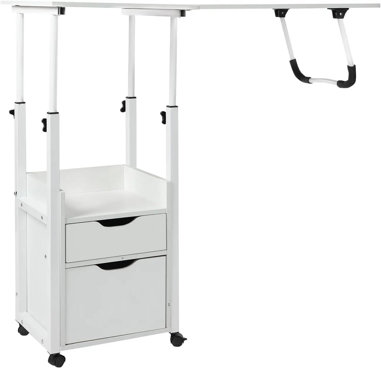 طاولة كمبيوتر محمول قابلة للتعديل بارتفاع فوق السرير مع عجلات ودرج قابلة للطي للمستشفى والمنزل والسرير واستخدام الأريكة وطاولة تناول الطعام المحمولة للعمل