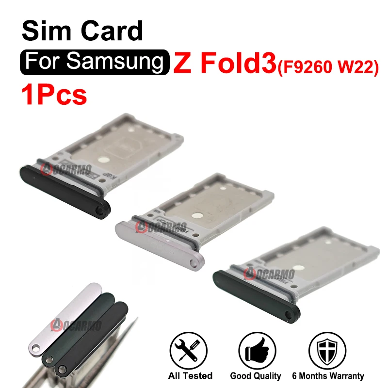 

1Pcs Sim Tray Black/Green/Silver SIM Card Holder Slot Repair Replacement Parts For Samsung Galaxy Z Fold 3 F9260 W22