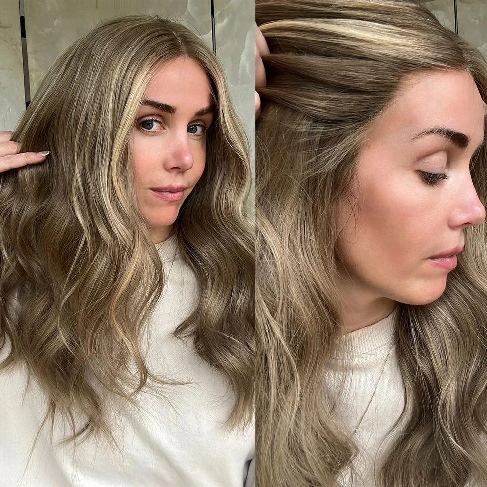 

Синтетический парик с эффектом омбре и карамельно-русым оттенком, с кружевной передней частью 13x4, без клея, с волнистыми локонами, термостойкий, для повседневного использования и вечеринок