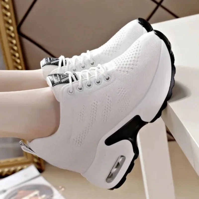 

Women's Sneakers Breathable Mesh Chunky Casual Shoes Wedges Height Increased Platform Shoes Lightweight Lace Up Vulcanize Shoes