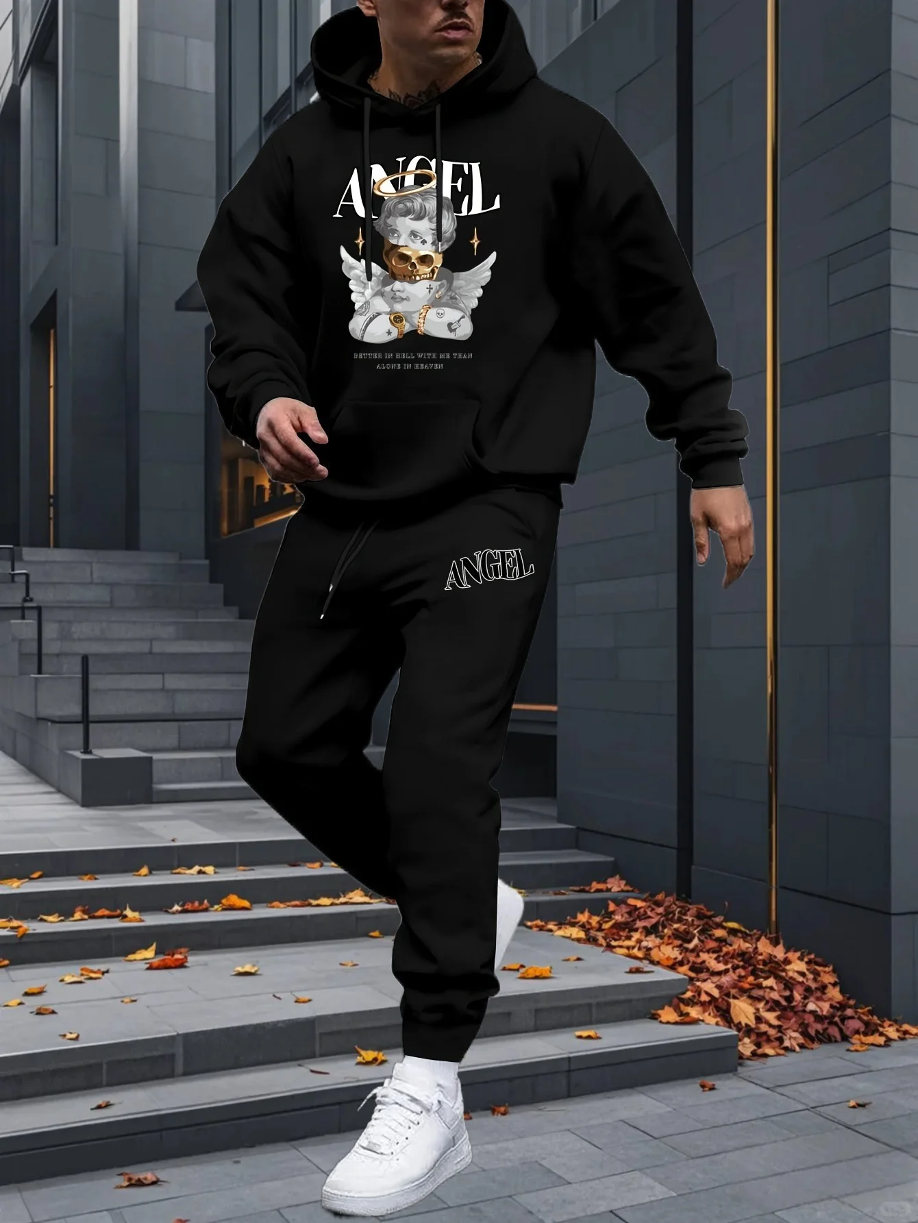 2025/26 última moda conjunto con capucha de moda urbana para hombres Y2K Otoño/Invierno estampado 3D pantalones casuales de moda para adultos para hombres