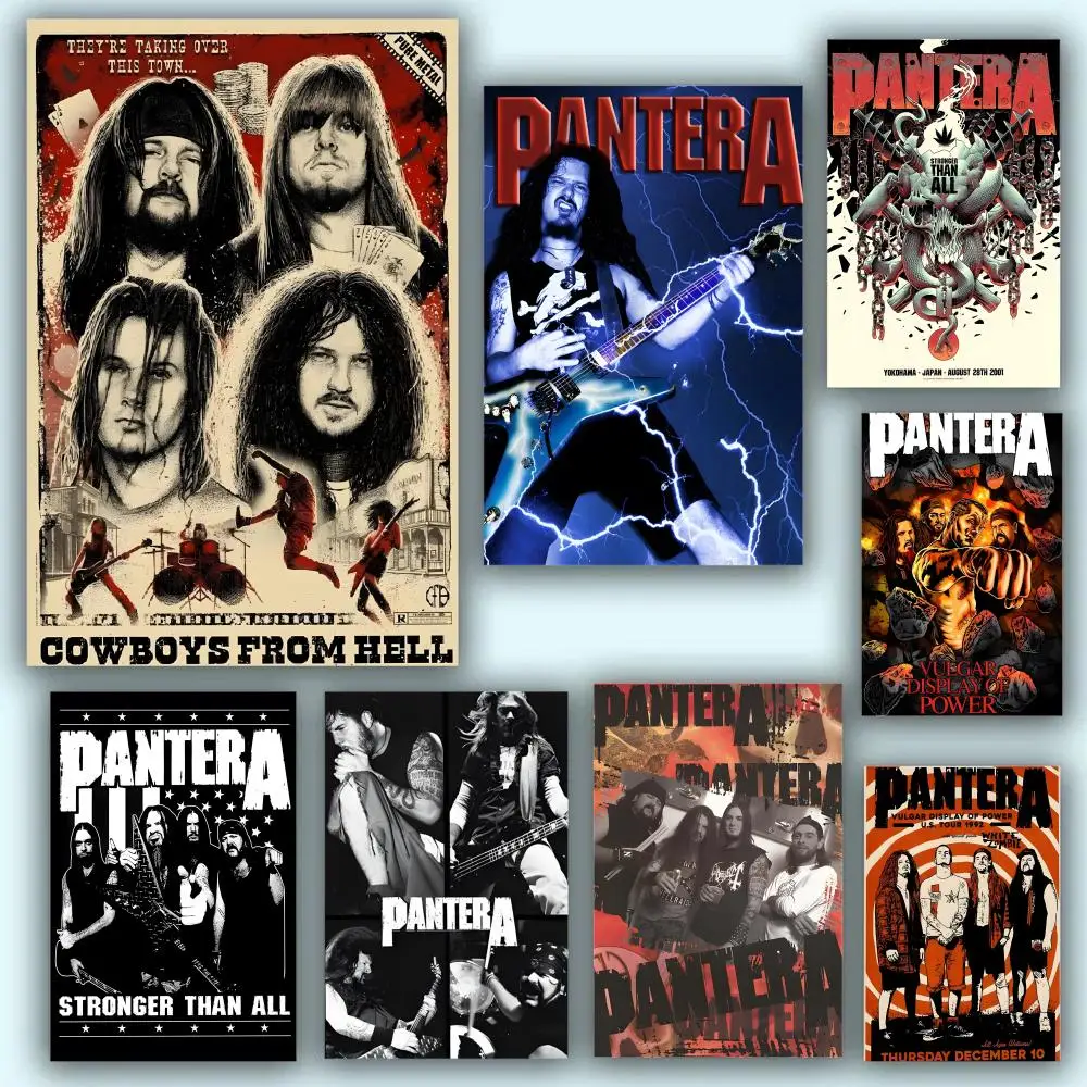 Vintage Pantera Concert Music Painting Calligraphy Fade-Resistant Wall Art Print, Vibrant Non-Sticky Decor Poster For Home Bar,