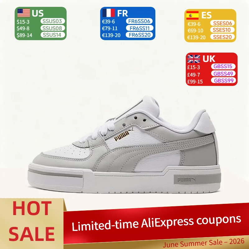 

Puma Ca Pro Classic: Minimalist, Non-Slip, Durable, Lightweight, and Soft Low-Top Sneakers (Unisex) in White and Gray 380190-07