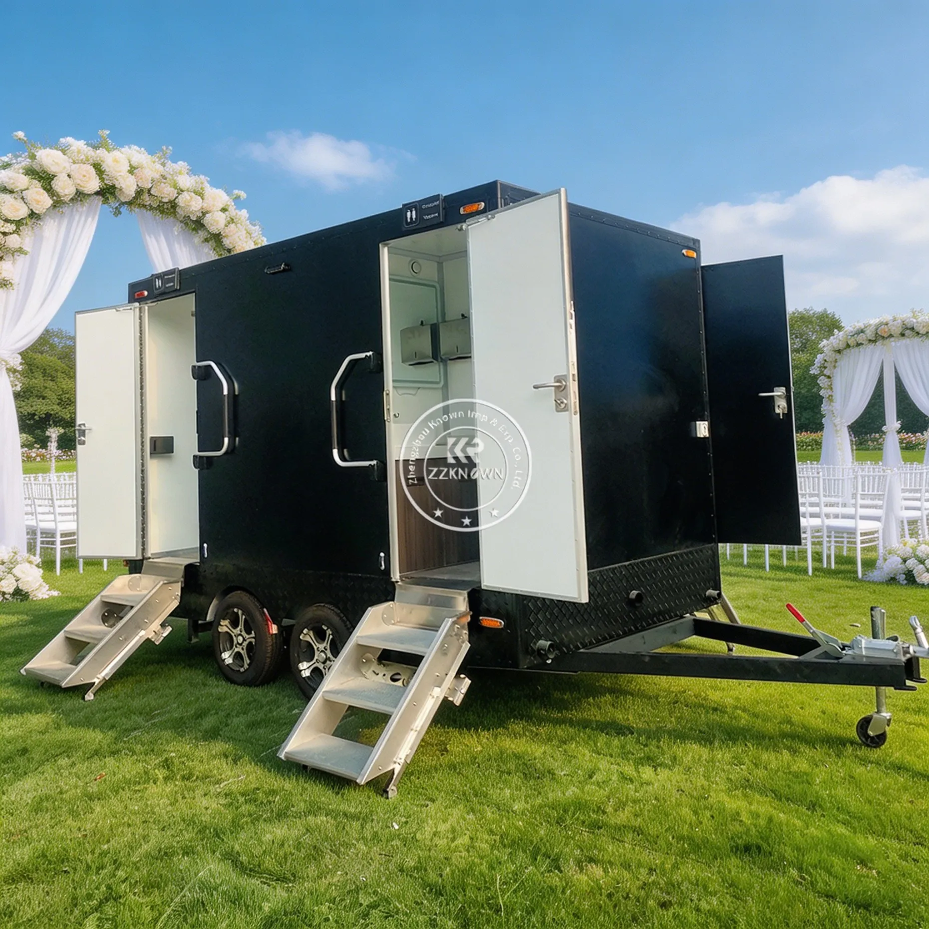 

Ourdoor Street Mobile Bathroom Trailer Luxury Portable Restroom Trailer Portable Toilet Trailer for Wedding Parties