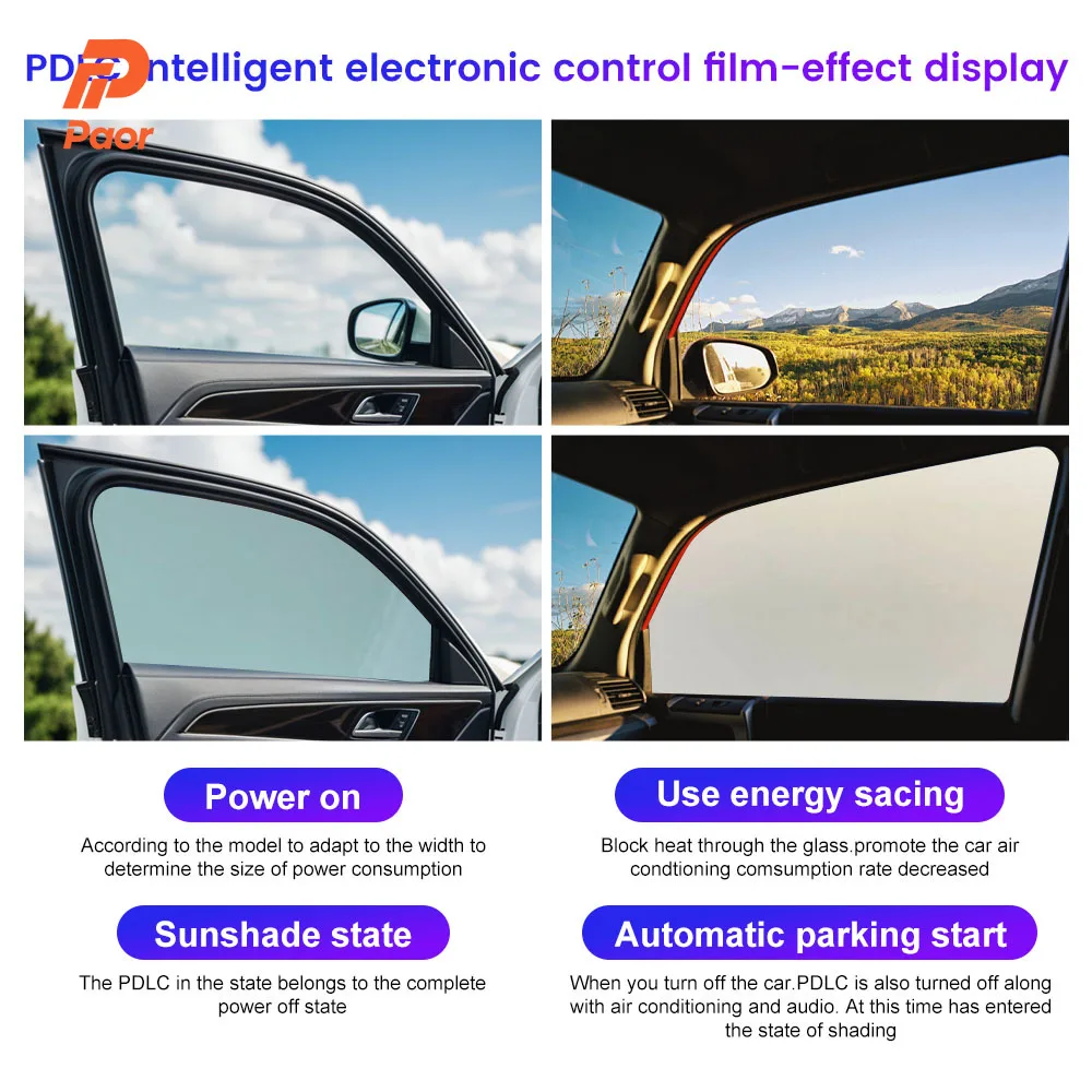 Smart PDLC Privacy Window Film For Automotive Window Tint Self-Adhesive Switchable Electric Remote Control PDLC Film For Car